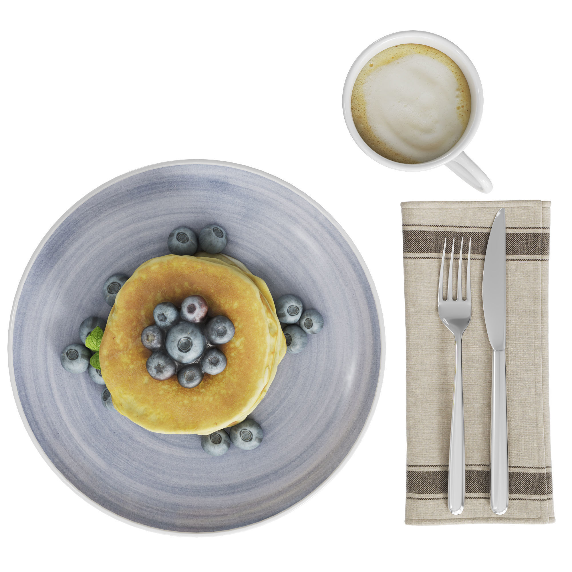 Pancakes breakfast 3D model_3