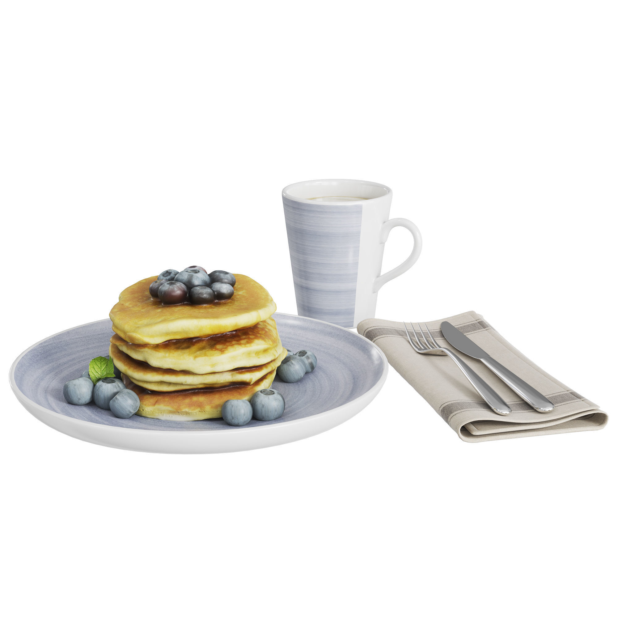 Pancakes breakfast 3D model_2