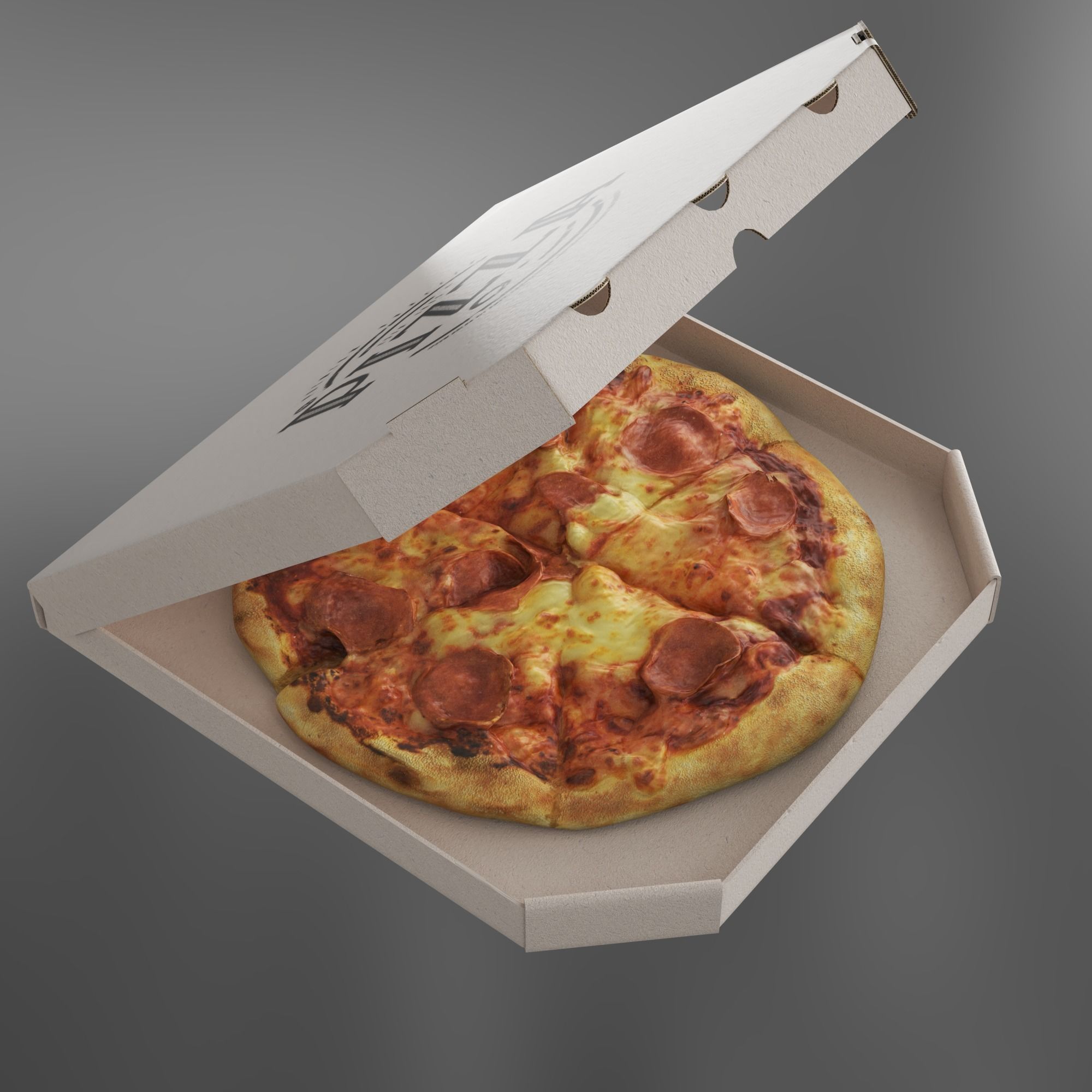 Pizza in box 3D model_1