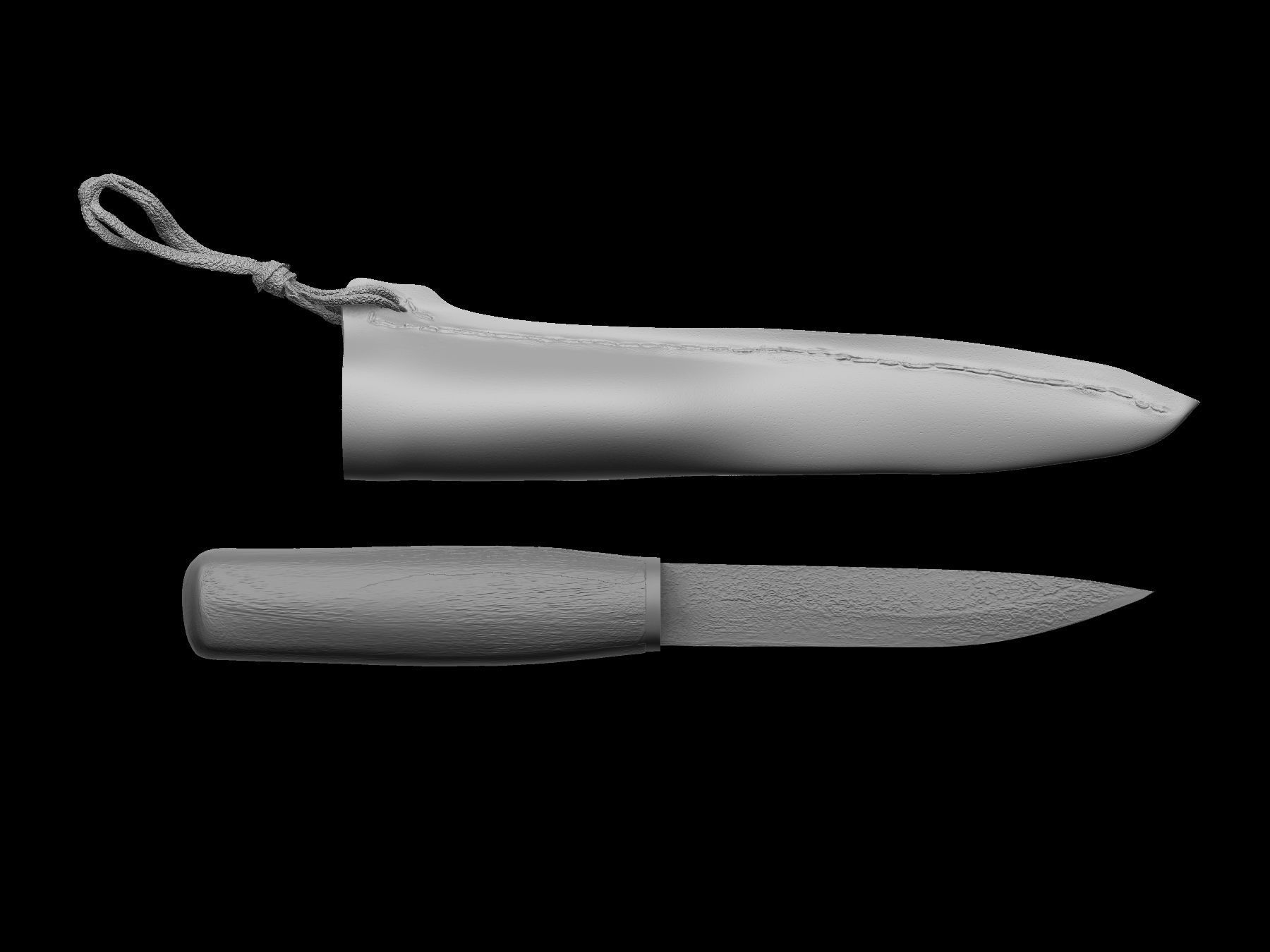 Knife and sheath midieval 3D scan Low-poly 3D model_6