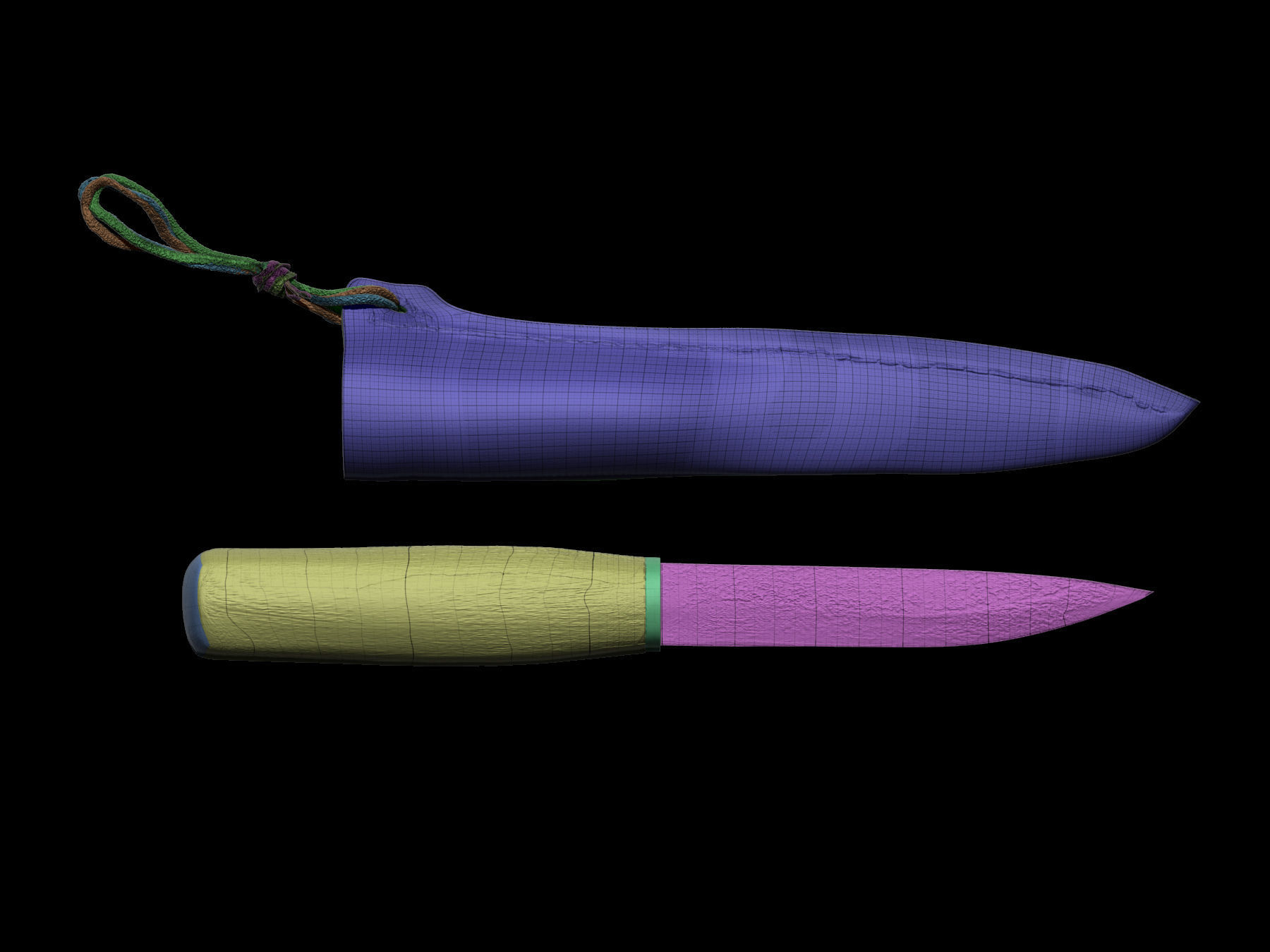 Knife and sheath midieval 3D scan Low-poly 3D model_12