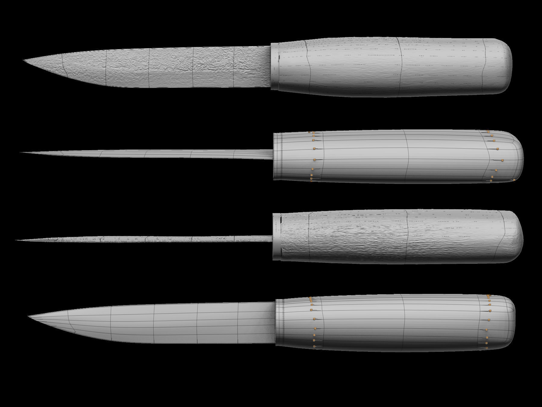 Knife and sheath midieval 3D scan Low-poly 3D model_2