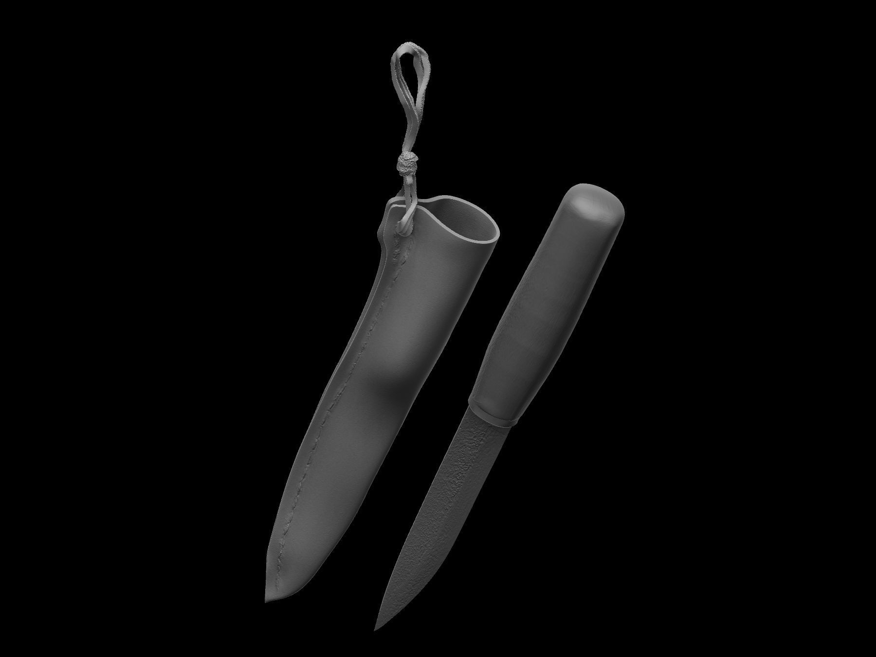 Knife and sheath midieval 3D scan Low-poly 3D model_5
