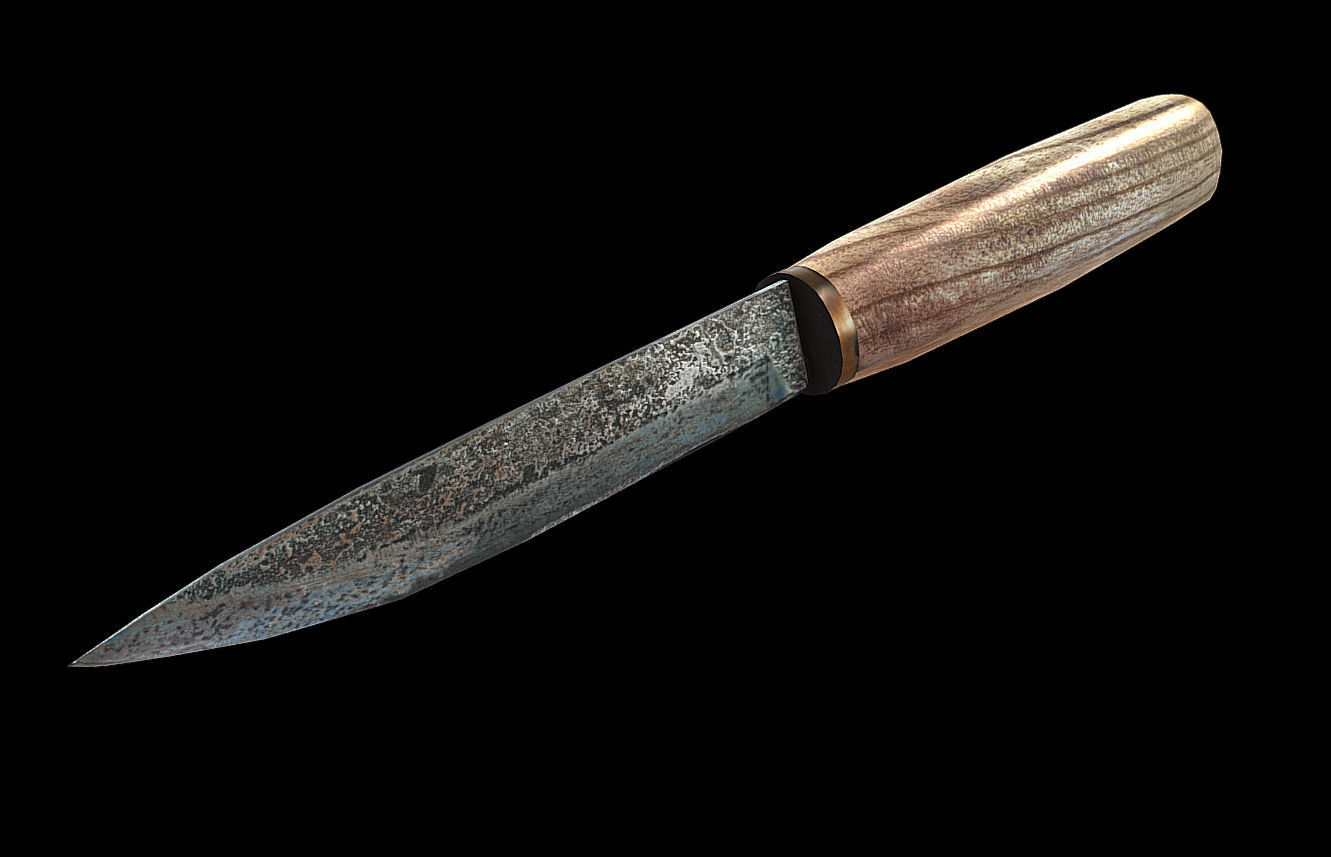 Knife and sheath midieval 3D scan Low-poly 3D model_3