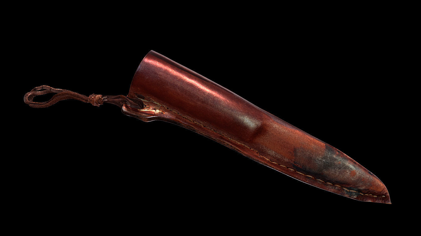 Knife and sheath midieval 3D scan Low-poly 3D model_4