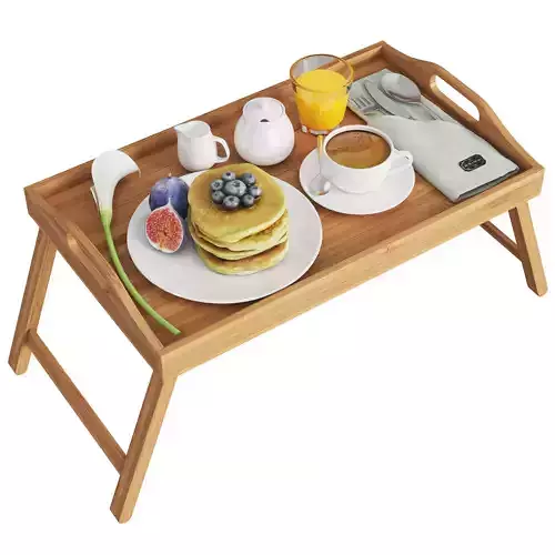 Tray in Bed With Breakfast 3D model