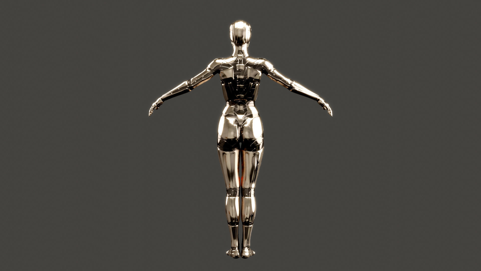Rigged SILVER DROID Female 3D model_6