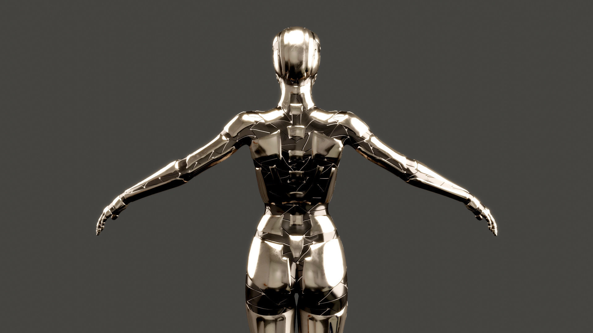 Rigged SILVER DROID Female 3D model_7