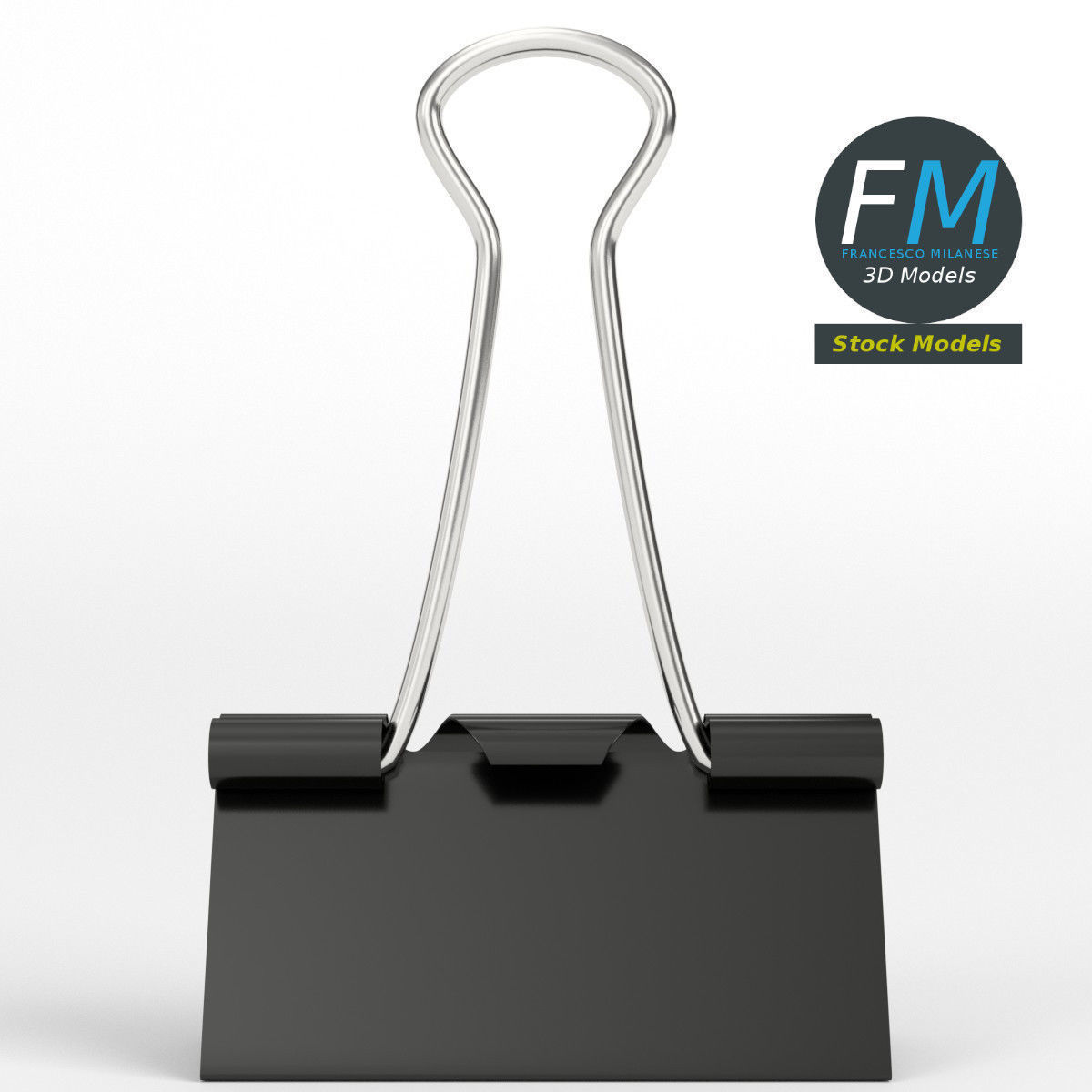 Closed binder clip 2 3D model_3