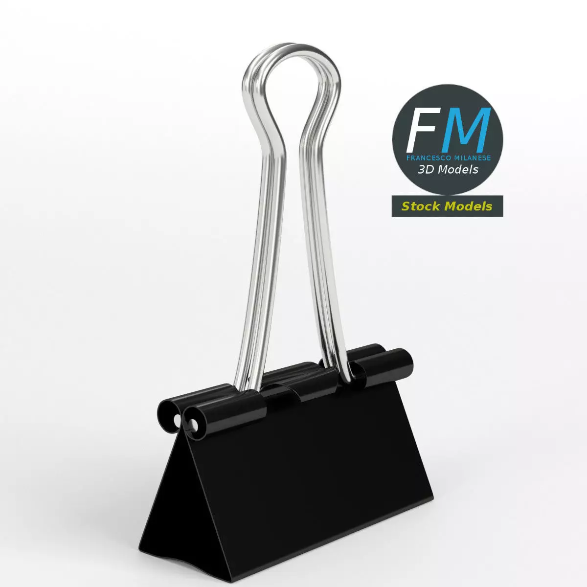Closed binder clip 2 3D model_0