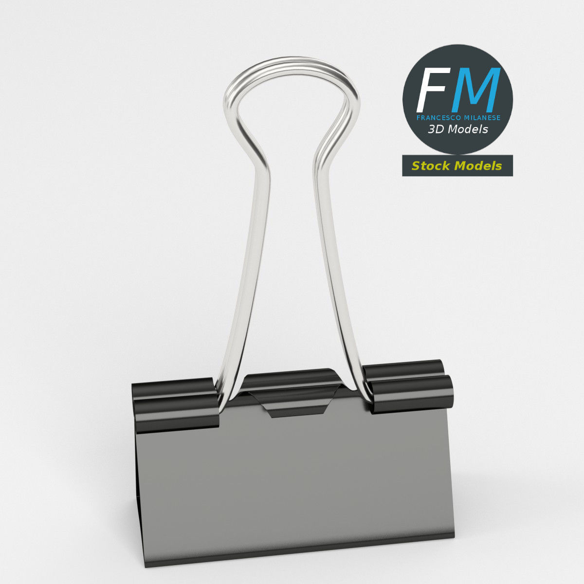 Closed binder clip 2 3D model_2