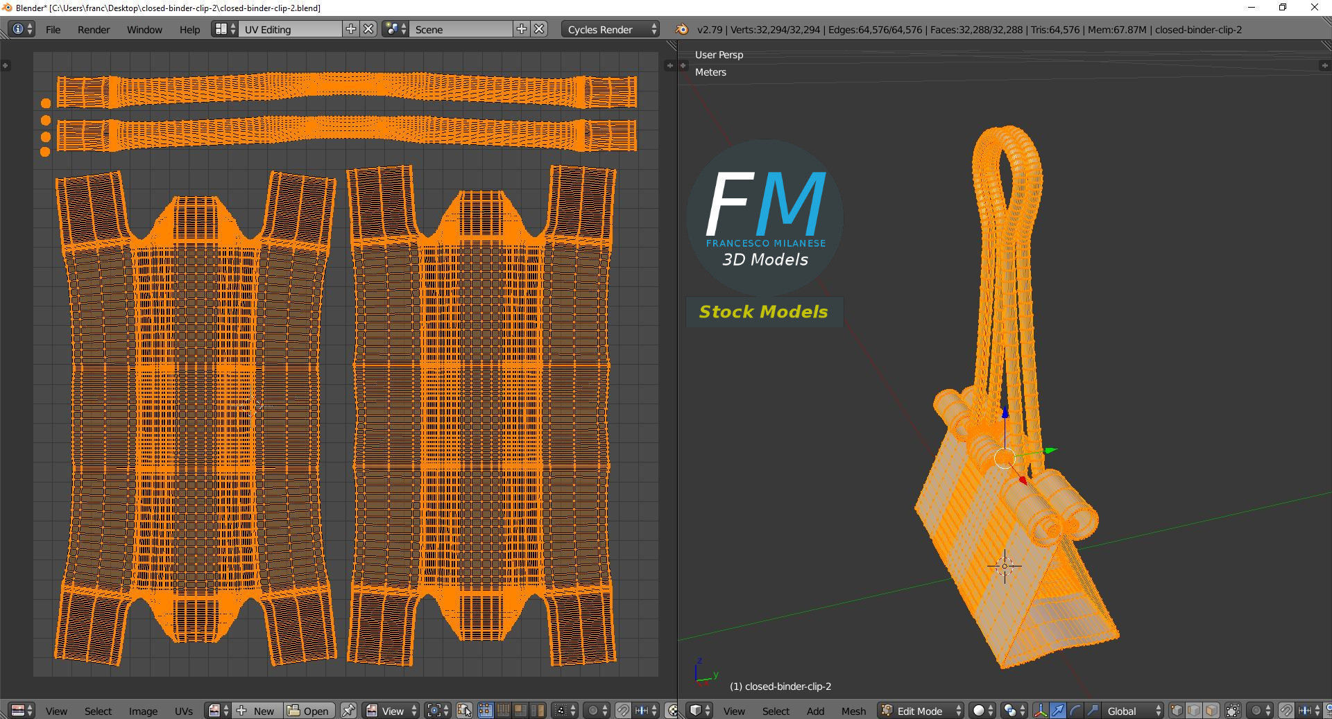Closed binder clip 2 3D model_10