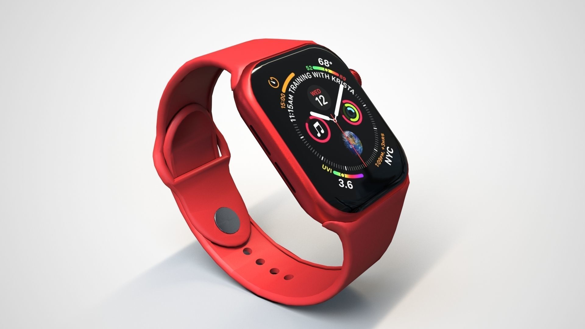 Red Apple Watch series 6 Low-poly 3D model_2