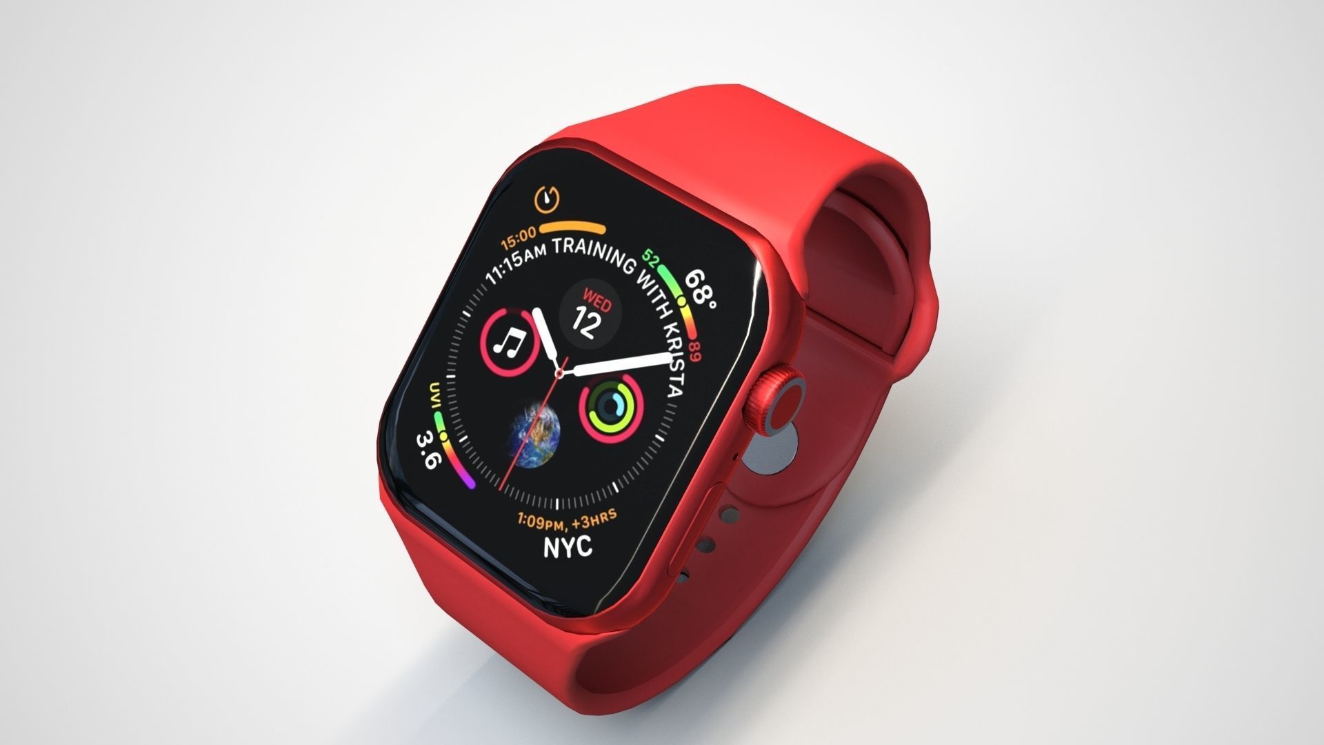 Red Apple Watch series 6 Low-poly 3D model_7