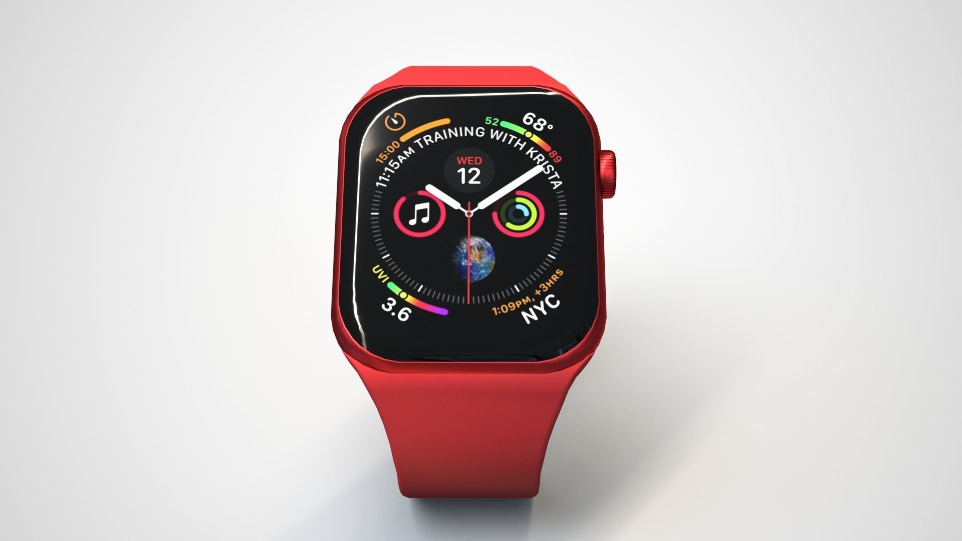 Red Apple Watch series 6 Low-poly 3D model_1