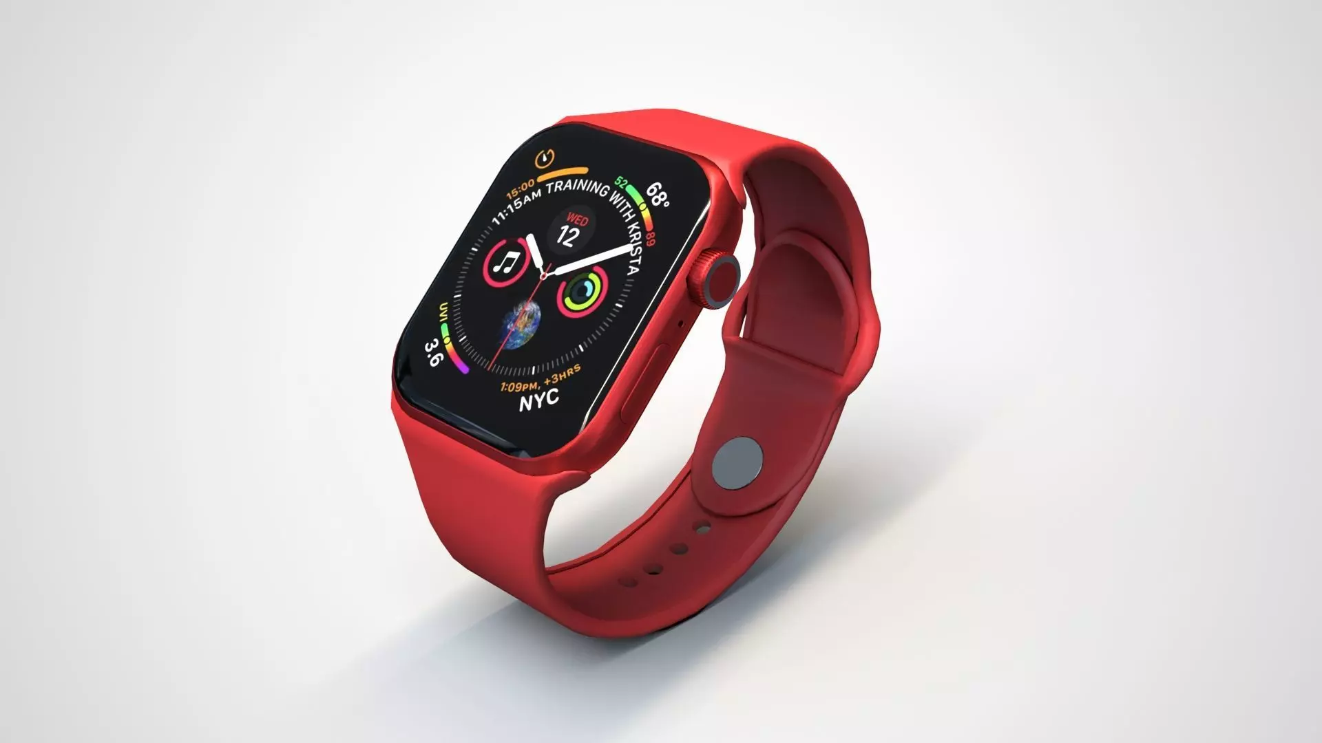 Red Apple Watch series 6 Low-poly 3D model_0