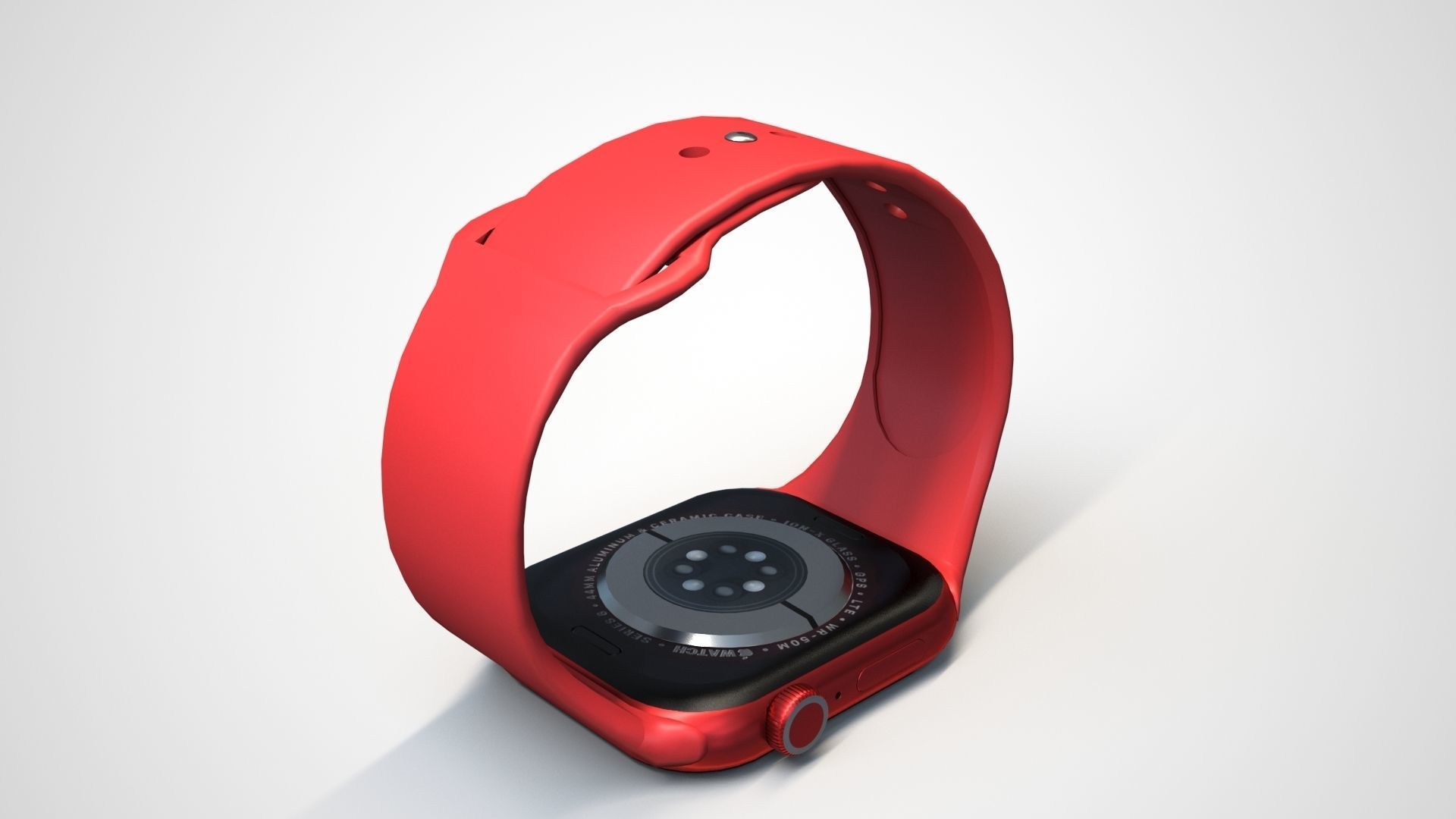 Red Apple Watch series 6 Low-poly 3D model_6