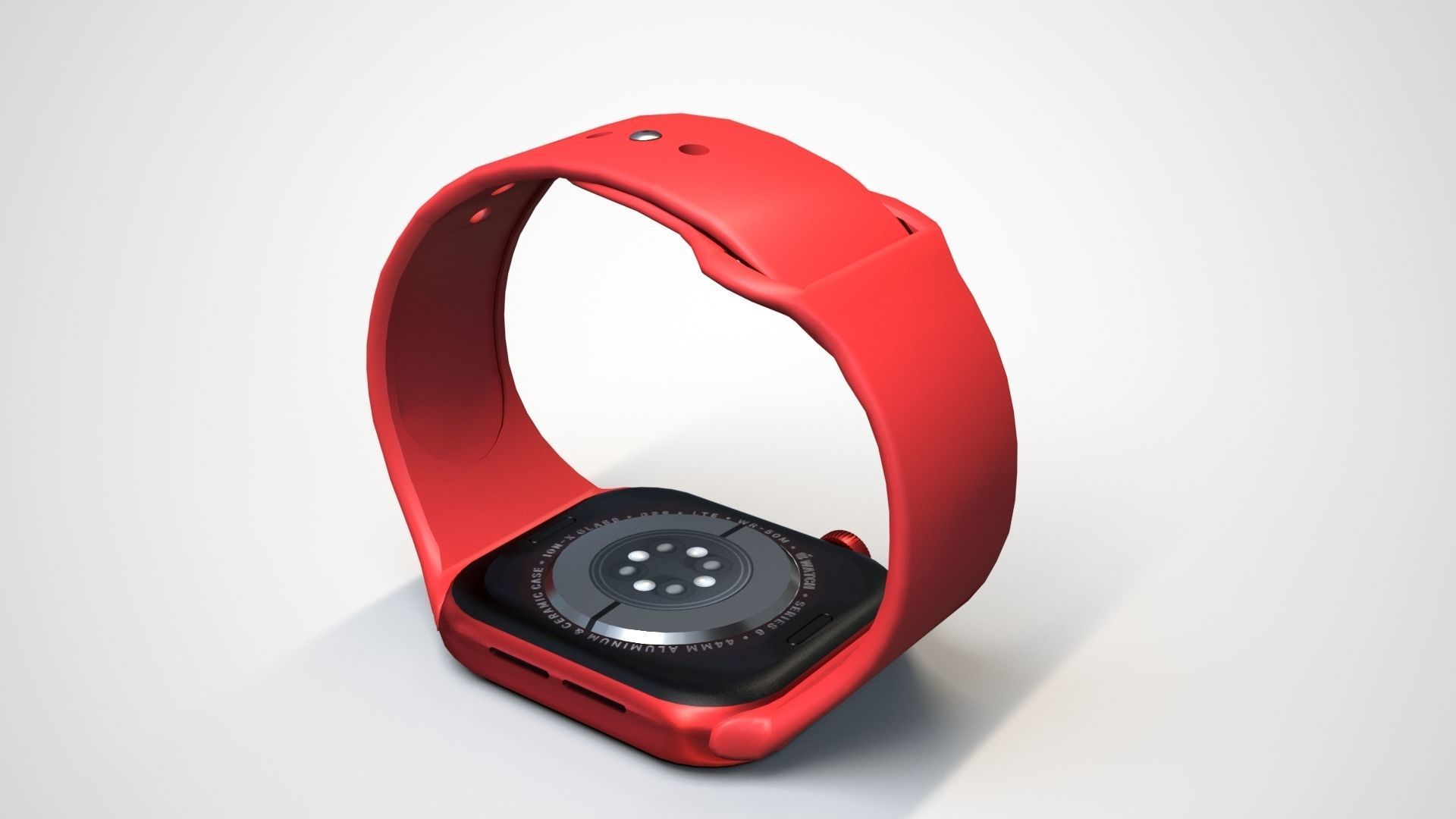 Red Apple Watch series 6 Low-poly 3D model_5