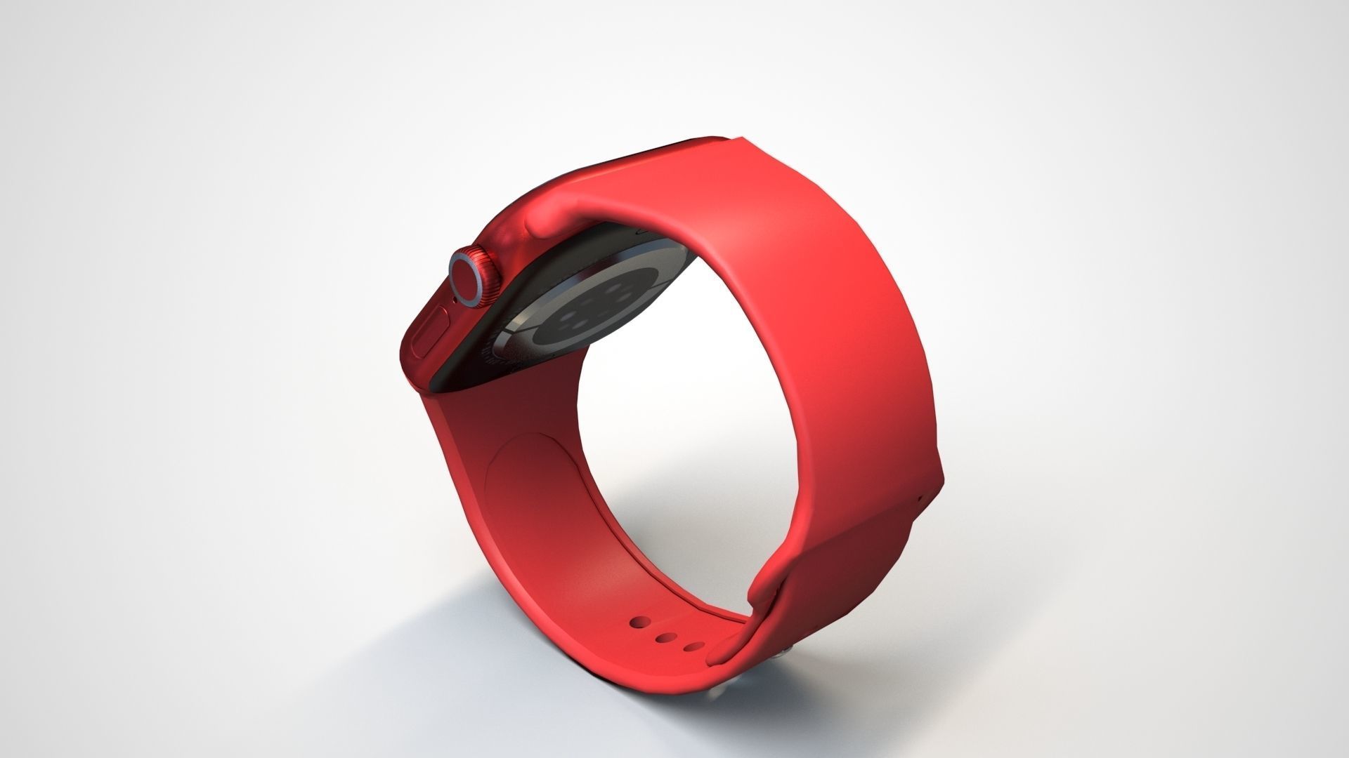 Red Apple Watch series 6 Low-poly 3D model_4