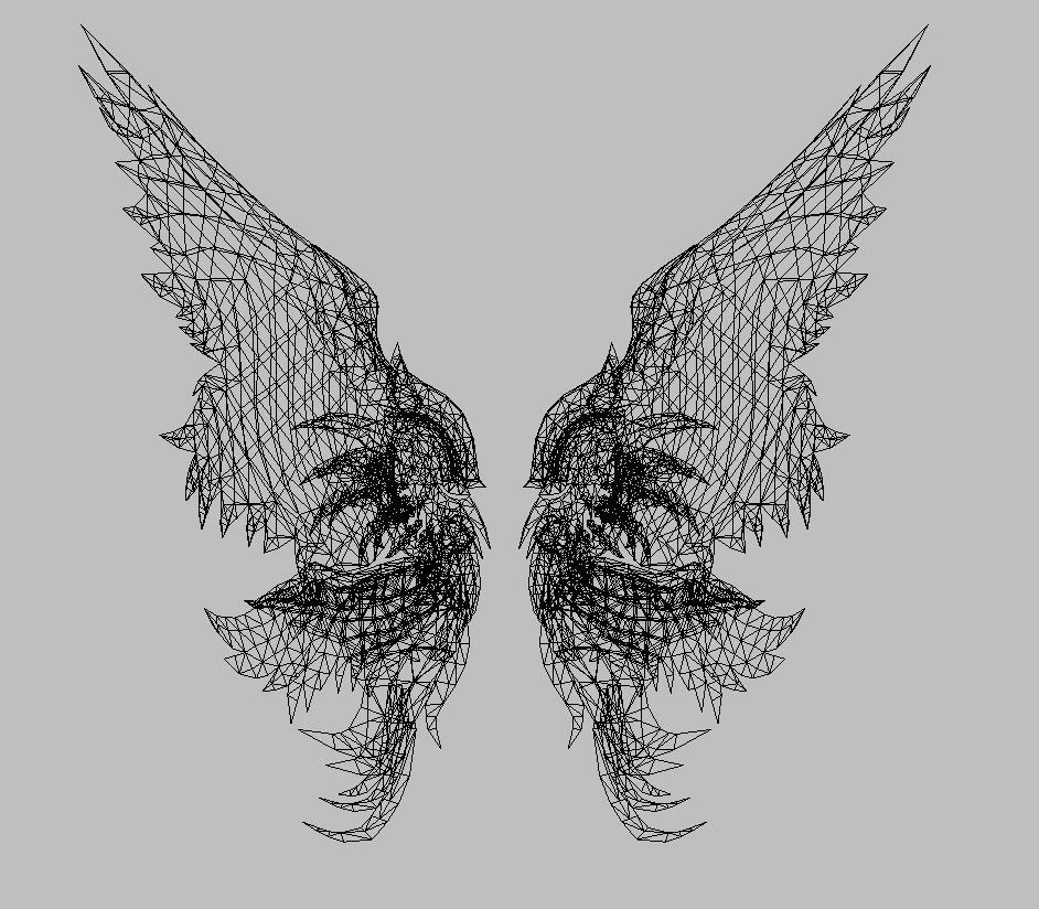 Angel wing Low-poly 3D model_4