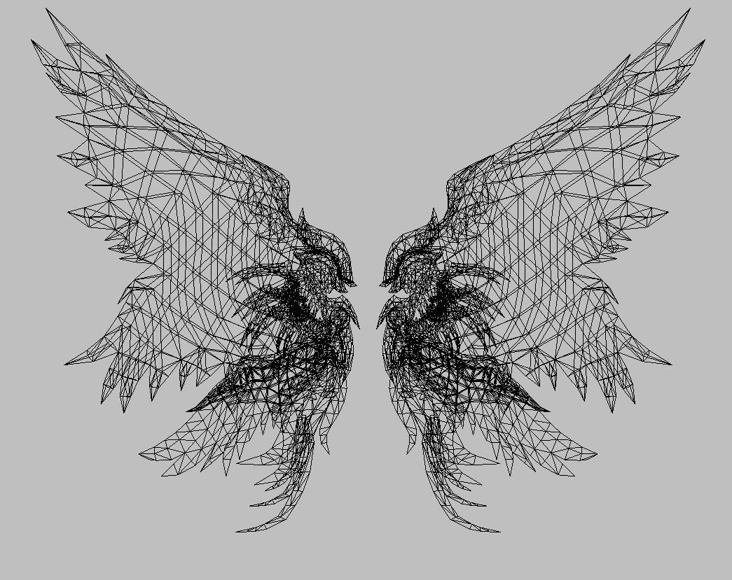 Angel wing Low-poly 3D model_30