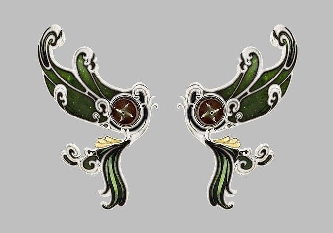 Green wing Low-poly 3D model