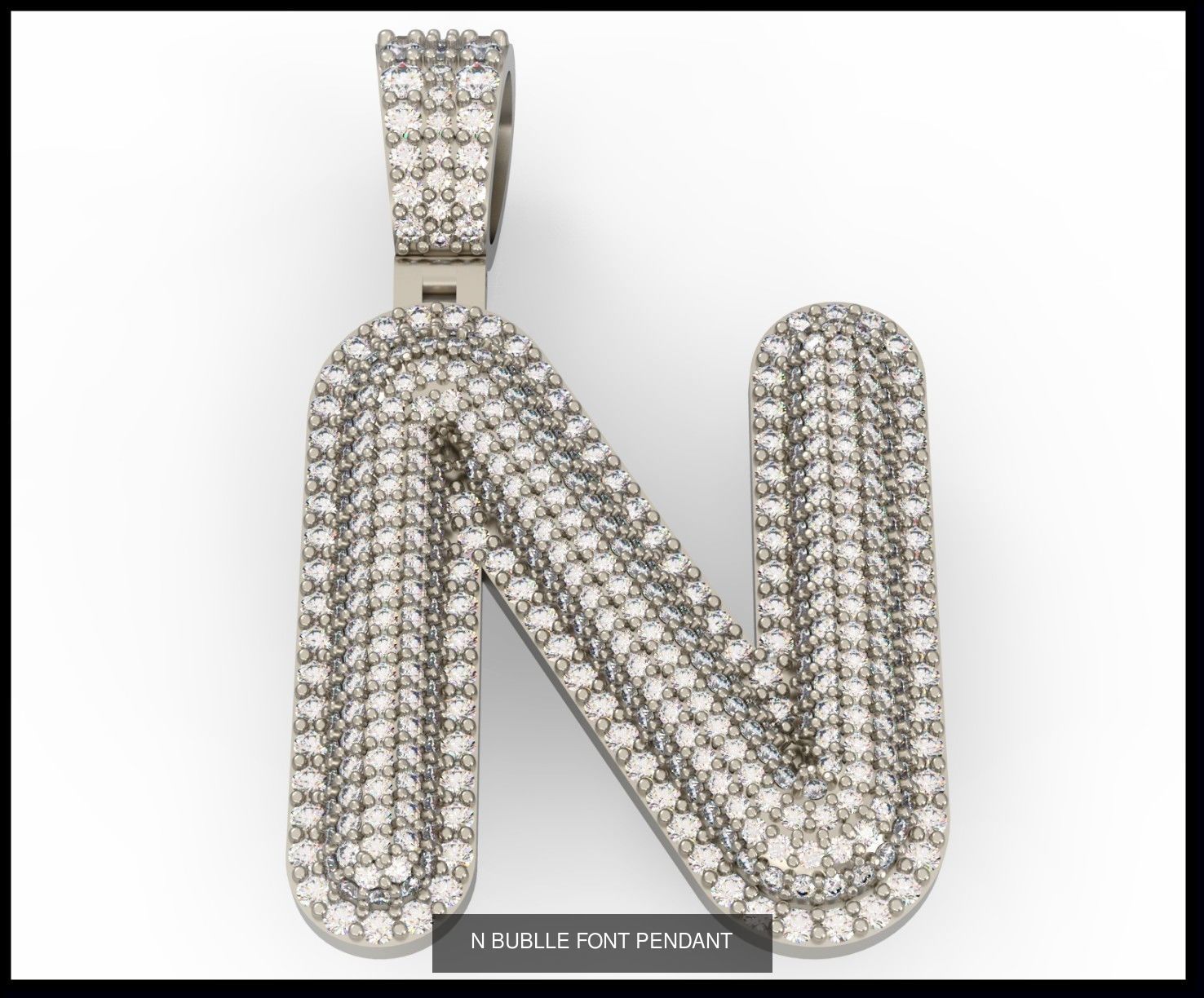  A-Z  BUBLLE FONT PENDANT 3D Model Collection_16