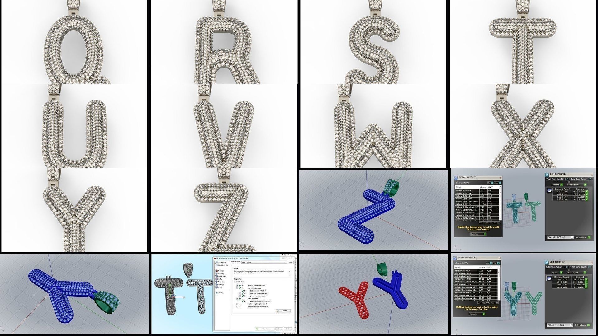  A-Z  BUBLLE FONT PENDANT 3D Model Collection_1