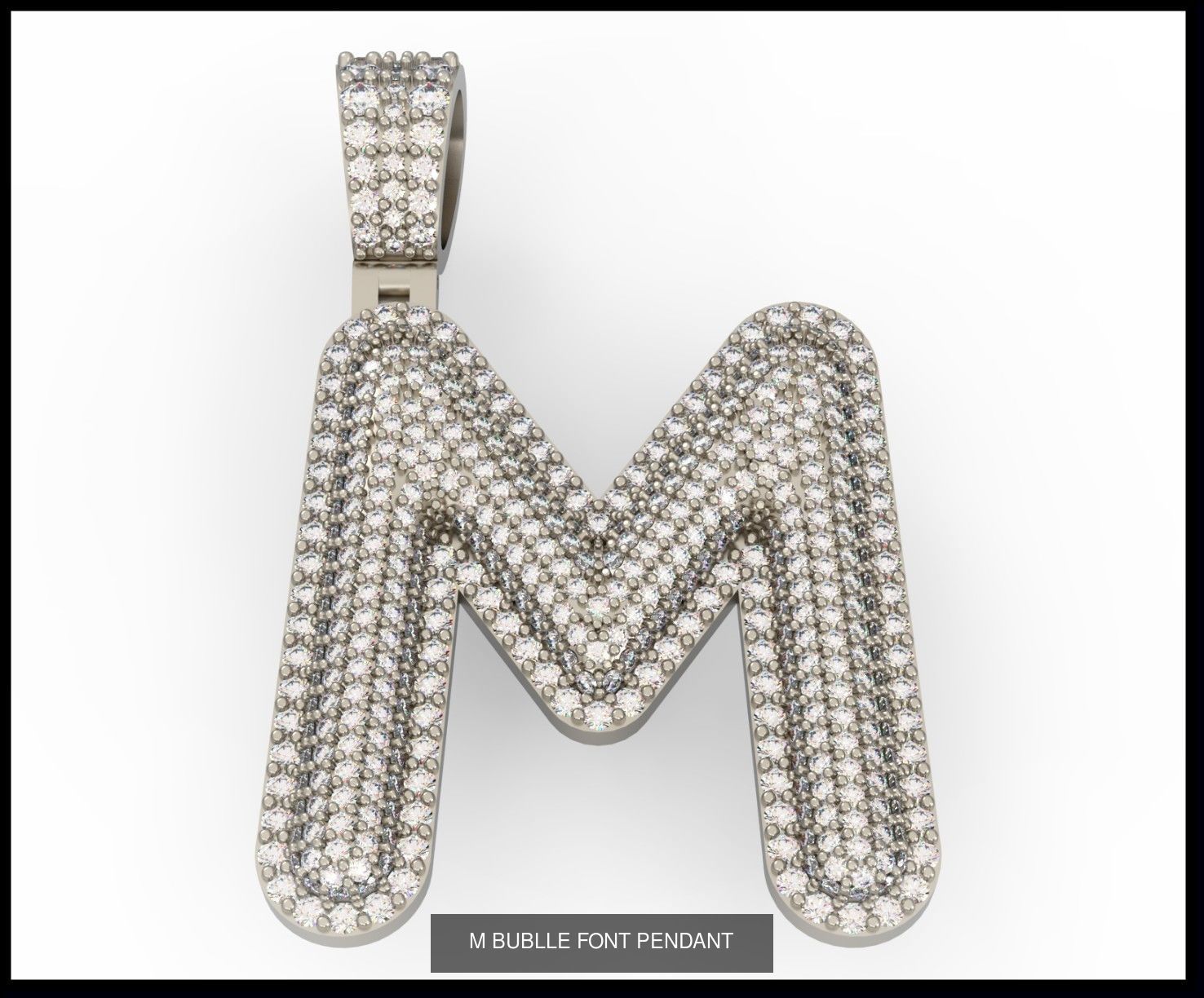  A-Z  BUBLLE FONT PENDANT 3D Model Collection_15