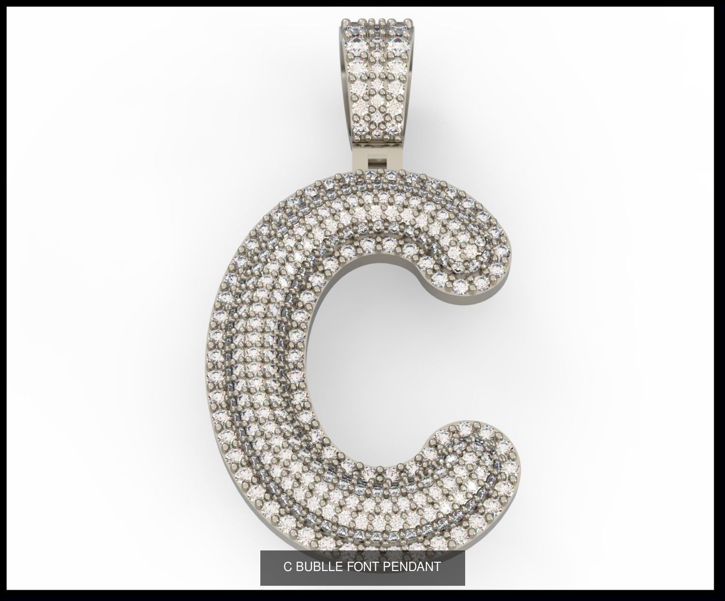  A-Z  BUBLLE FONT PENDANT 3D Model Collection_5