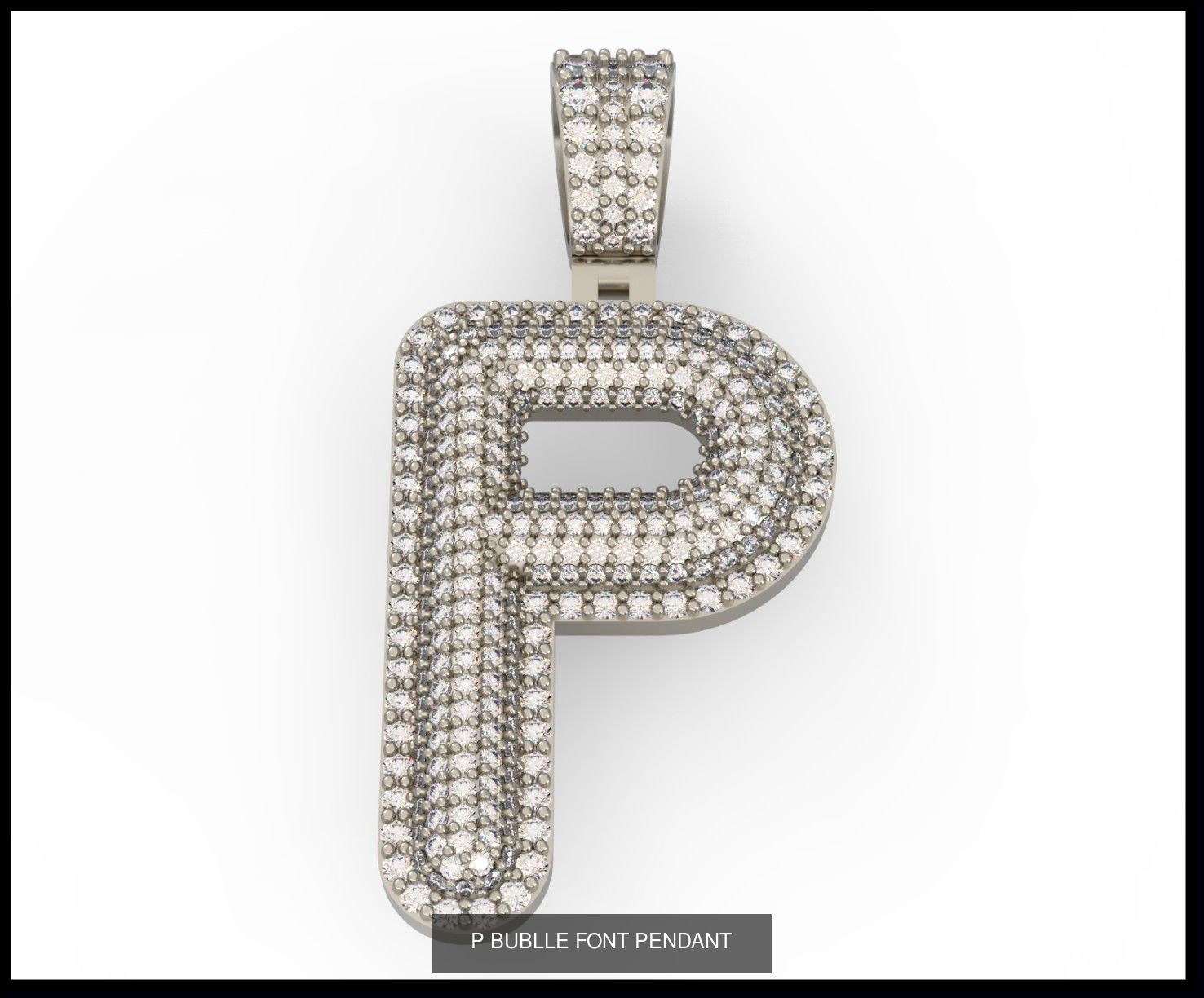  A-Z  BUBLLE FONT PENDANT 3D Model Collection_18