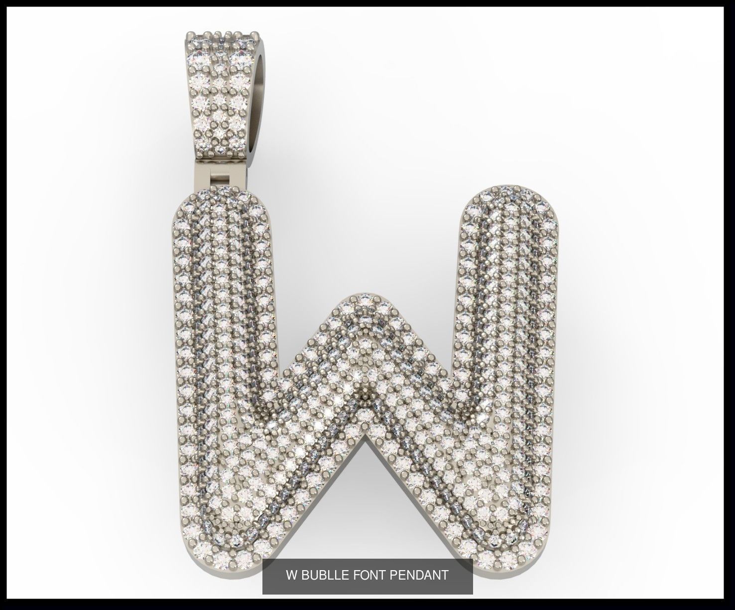  A-Z  BUBLLE FONT PENDANT 3D Model Collection_25
