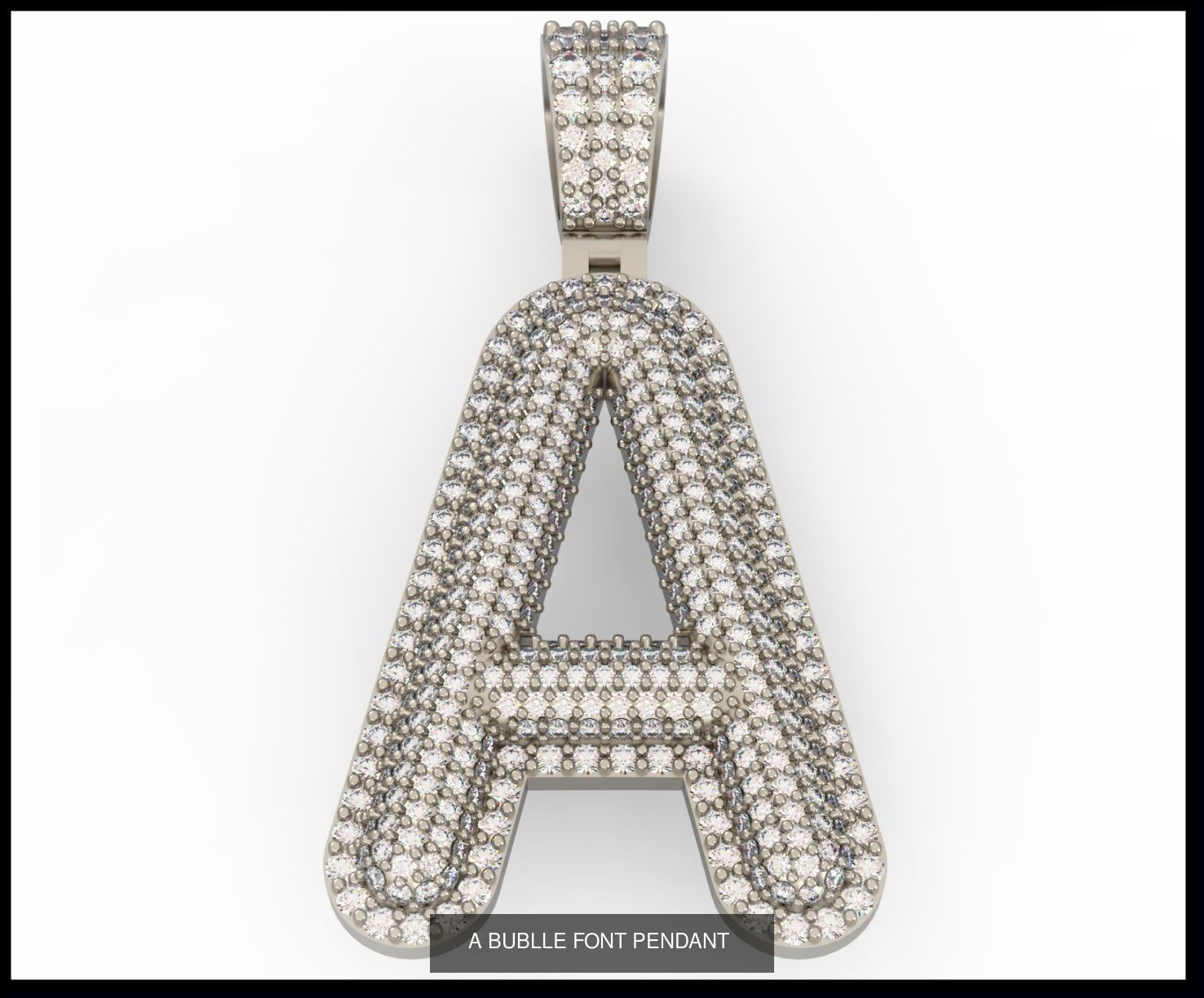  A-Z  BUBLLE FONT PENDANT 3D Model Collection_3