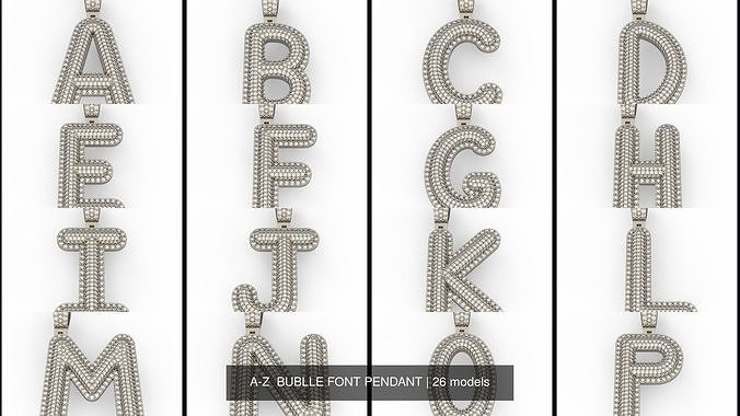  A-Z  BUBLLE FONT PENDANT 3D Model Collection