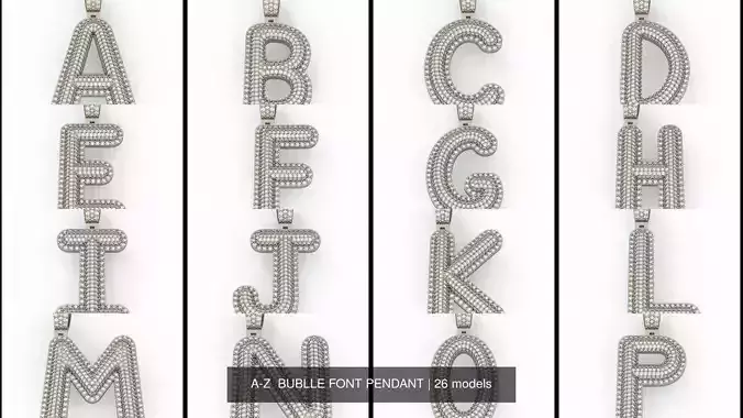  A-Z  BUBLLE FONT PENDANT 3D Model Collection