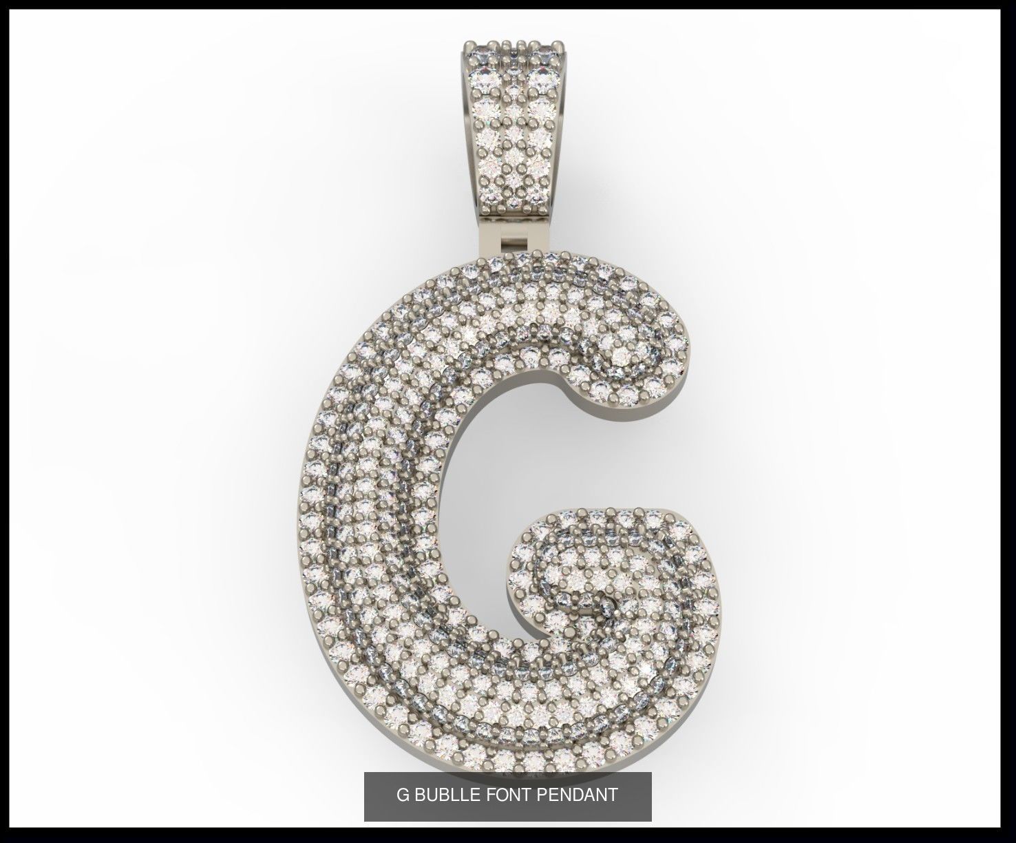  A-Z  BUBLLE FONT PENDANT 3D Model Collection_9