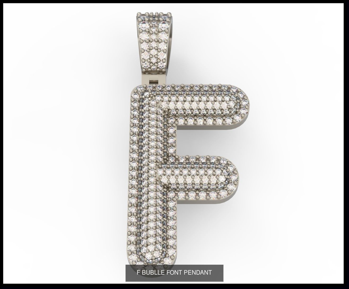  A-Z  BUBLLE FONT PENDANT 3D Model Collection_8