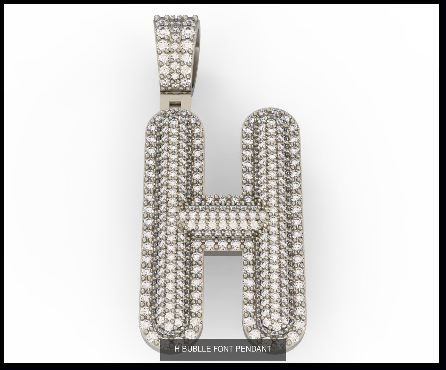  A-Z  BUBLLE FONT PENDANT 3D Model Collection_10