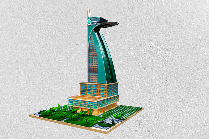 Avengers tower fully detailed with detailed landing plate Low-poly 3D model