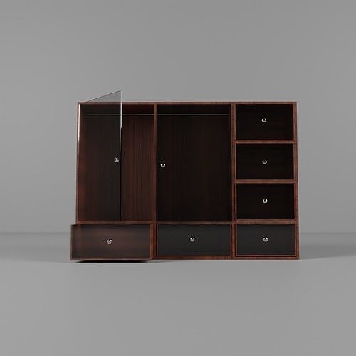 wooden cabinet design glass door Low-poly 3D model