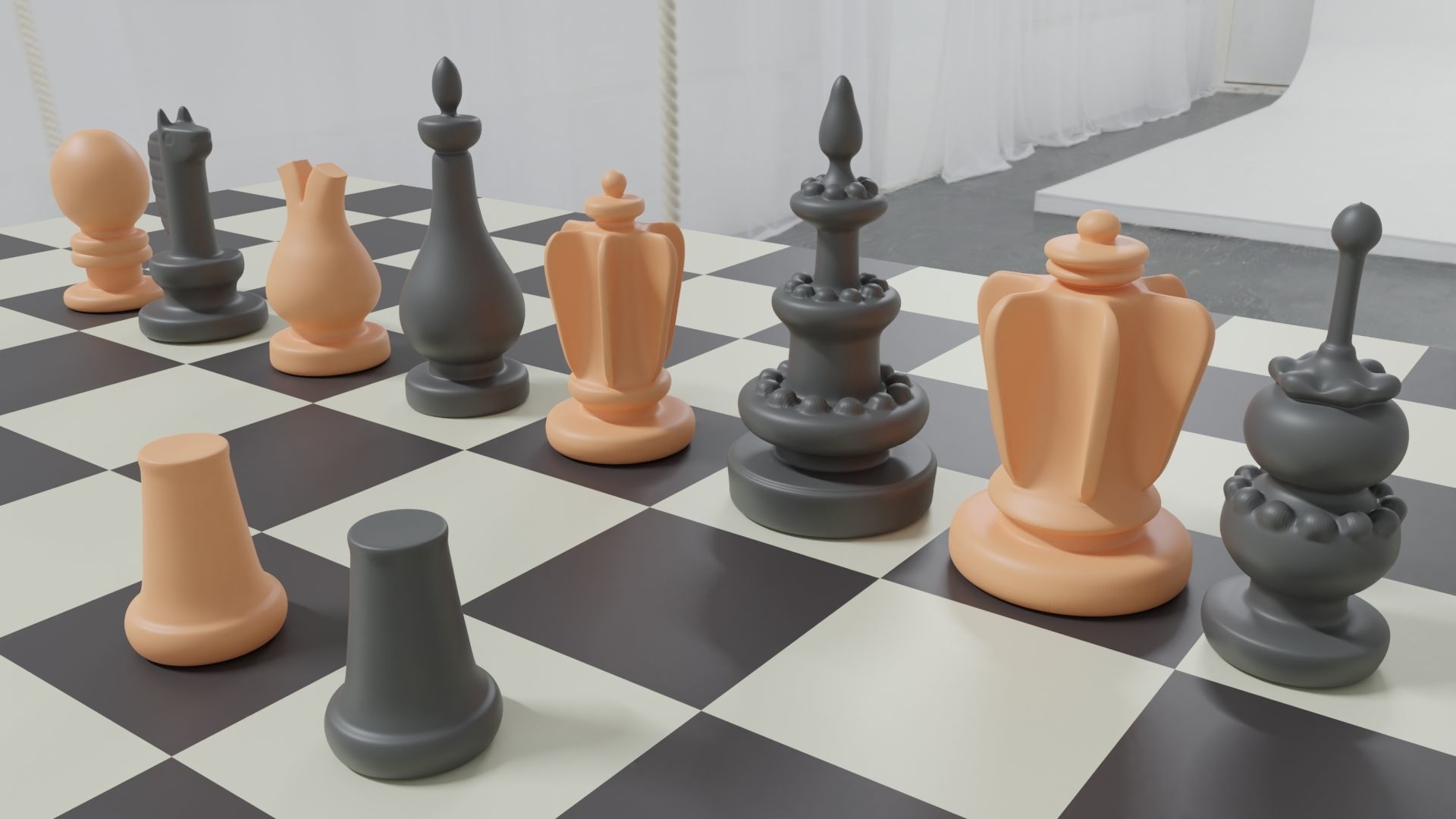 Courier Chess Medieval Chess Variant 3d printable pieces 3D print model_3
