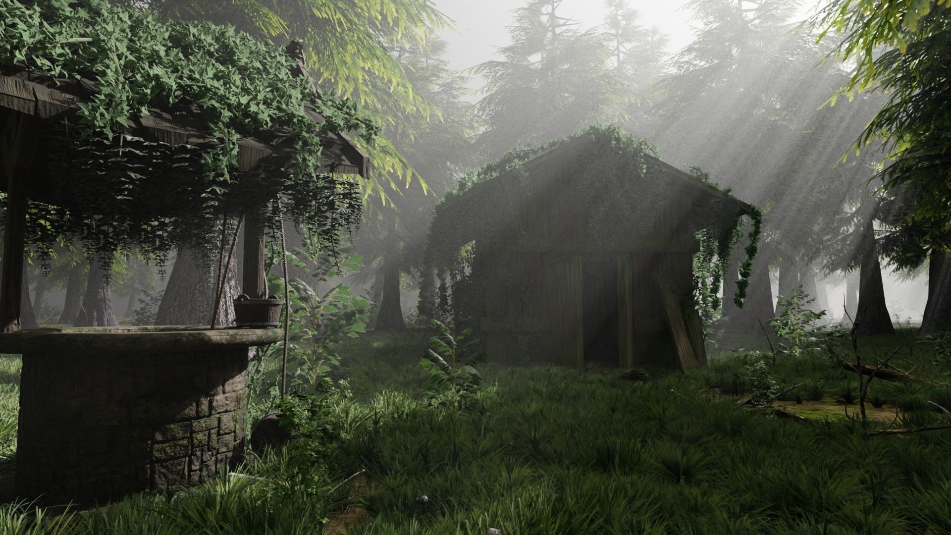 Abandoned Shack in Forest Scene 3D model_4