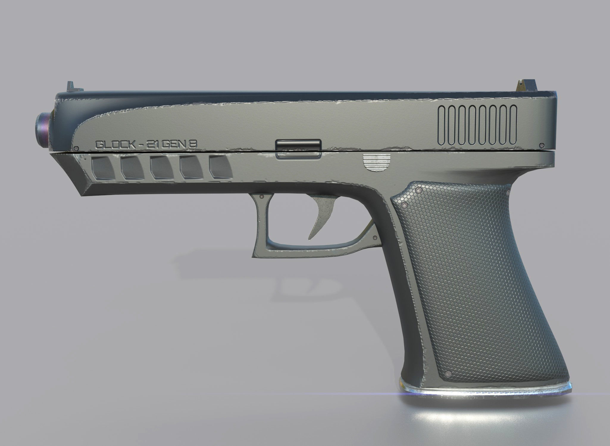 Glock 21 Gen-8 pistol Low-poly 3D model_5