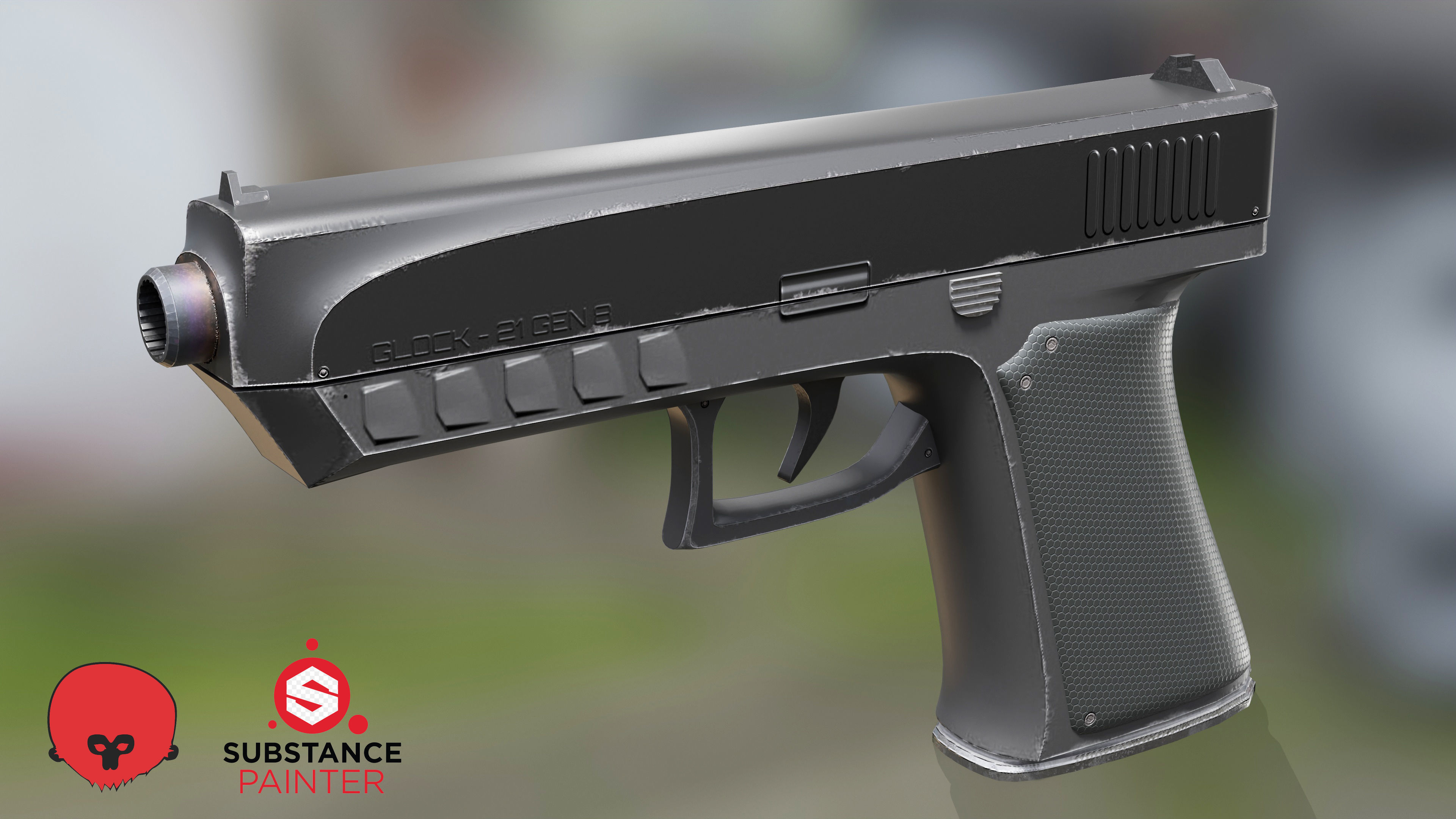 Glock 21 Gen-8 pistol Low-poly 3D model_3