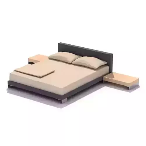 Simple Bed With Pillows And Two Nightstands