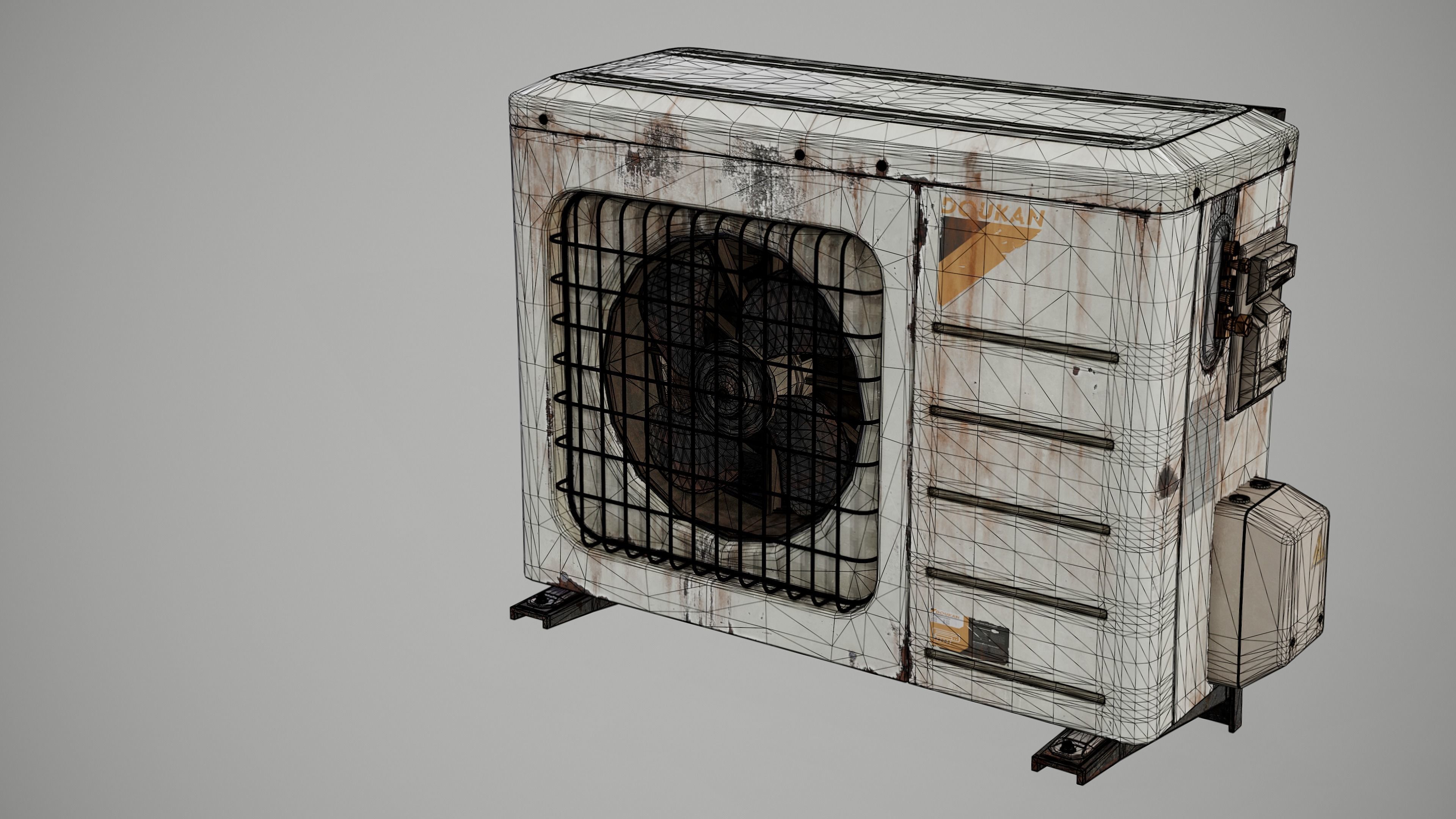 Air Conditioner Outdoor Unit Low-poly 3D model_7