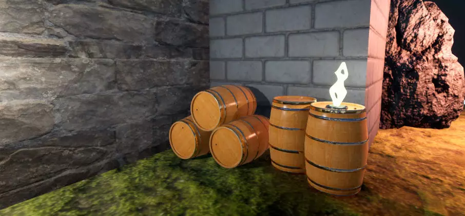 wooden barrel Low-poly 3D model