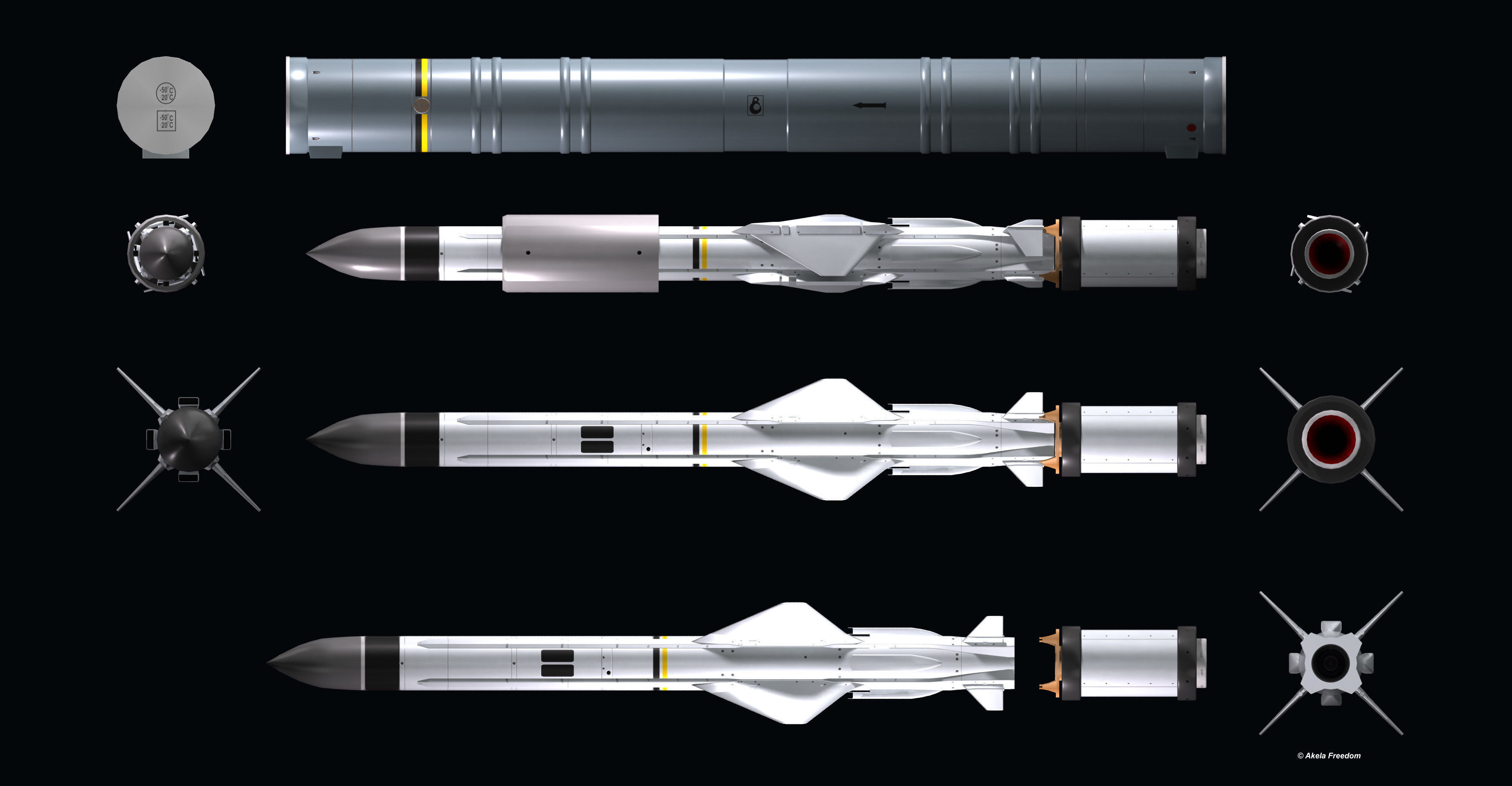 Exocet MM40 Low-poly 3D model_10