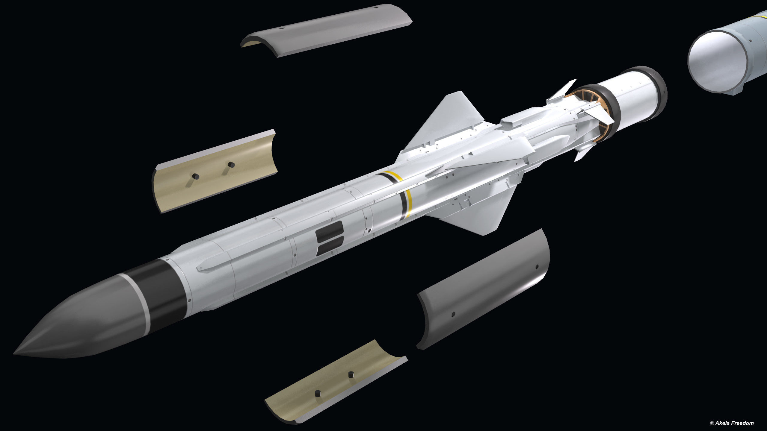 Exocet MM40 Low-poly 3D model_4