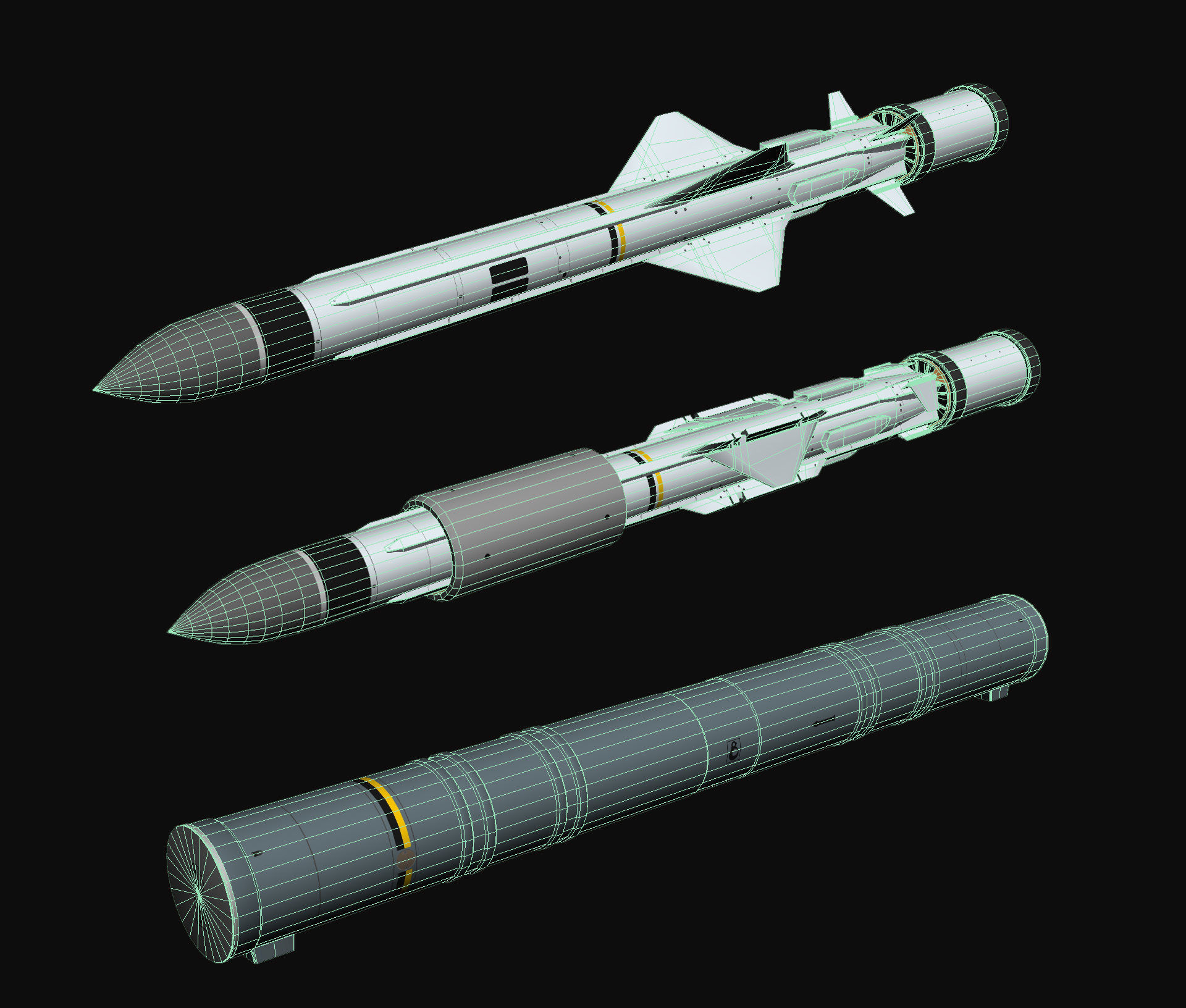 Exocet MM40 Low-poly 3D model_11